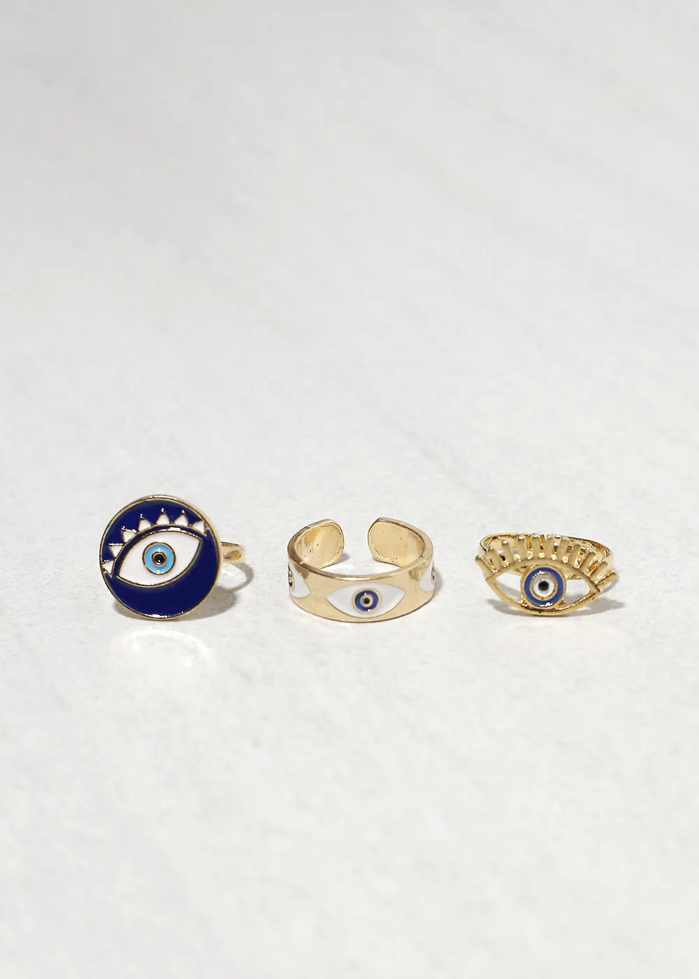 3 Piece Evil Eye Ring Set