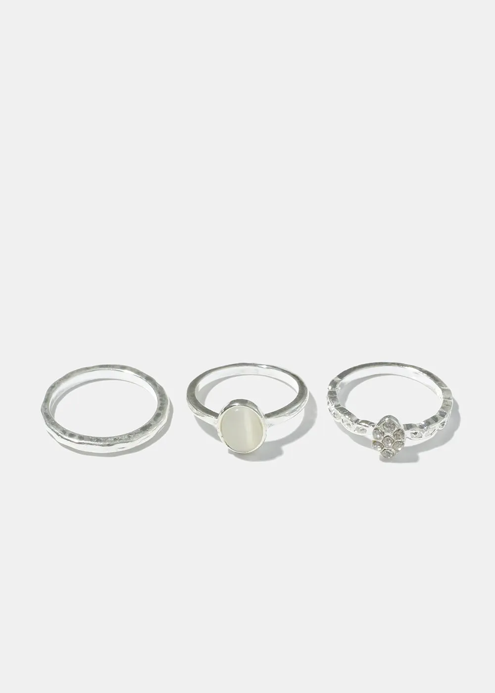 3 Piece Gem and Rhinestone Rings