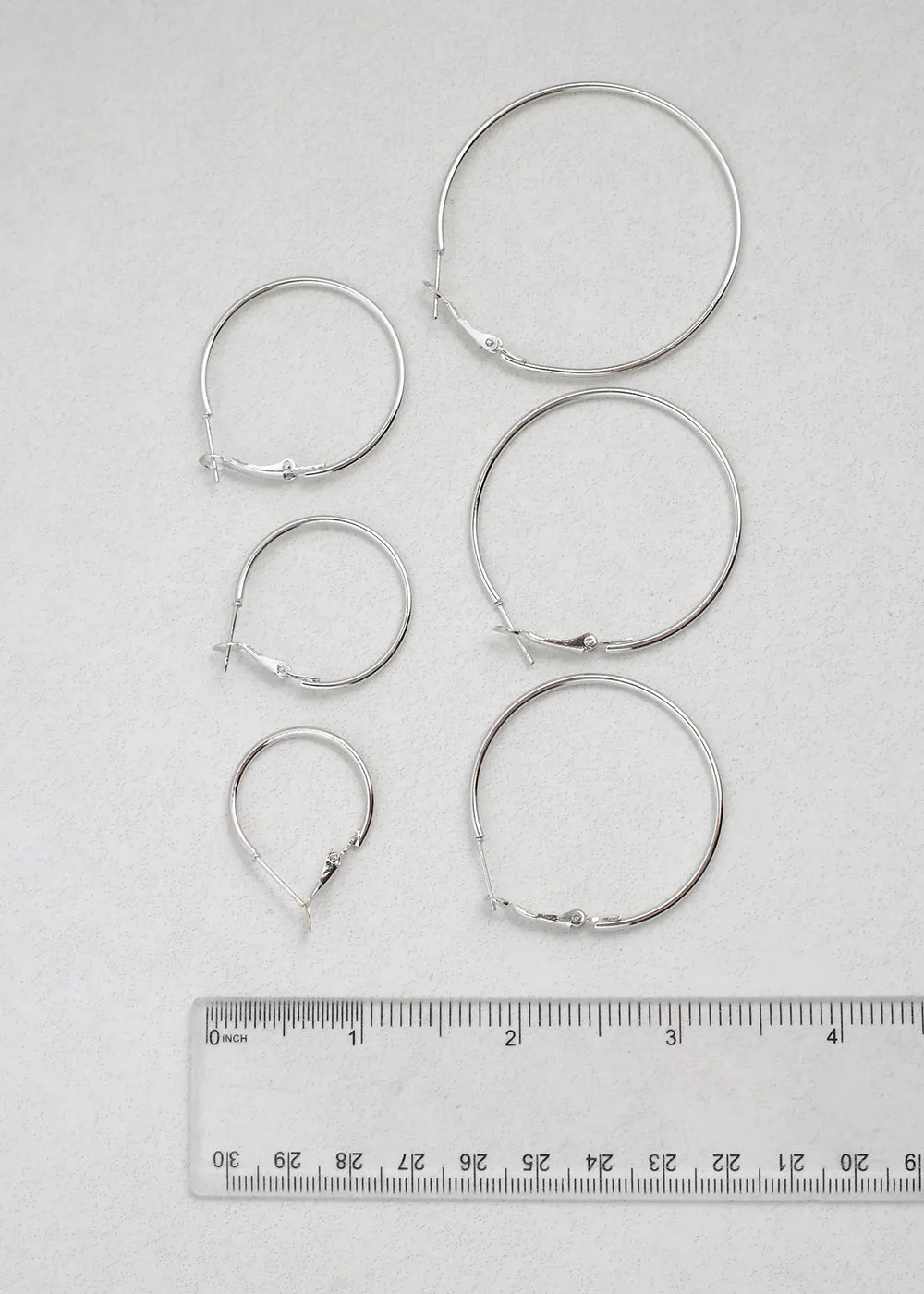 6 Pair Multi-Sized Hoop Earrings Set - Silver