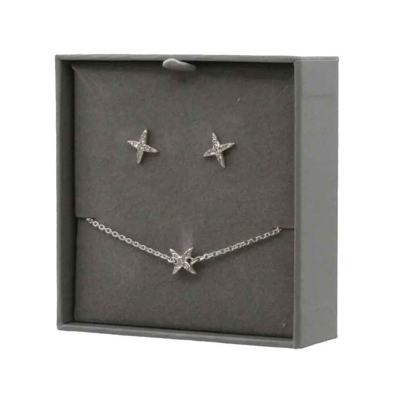 Adore Elegance Swarovski 4 Point Star Bracelet & Earring Set