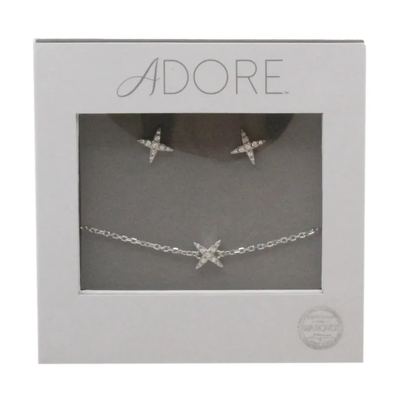 Adore Elegance Swarovski 4 Point Star Bracelet & Earring Set