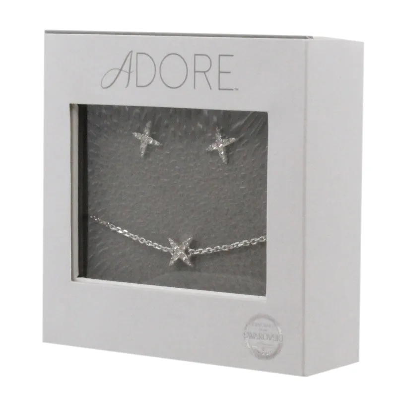 Adore Elegance Swarovski 4 Point Star Bracelet & Earring Set