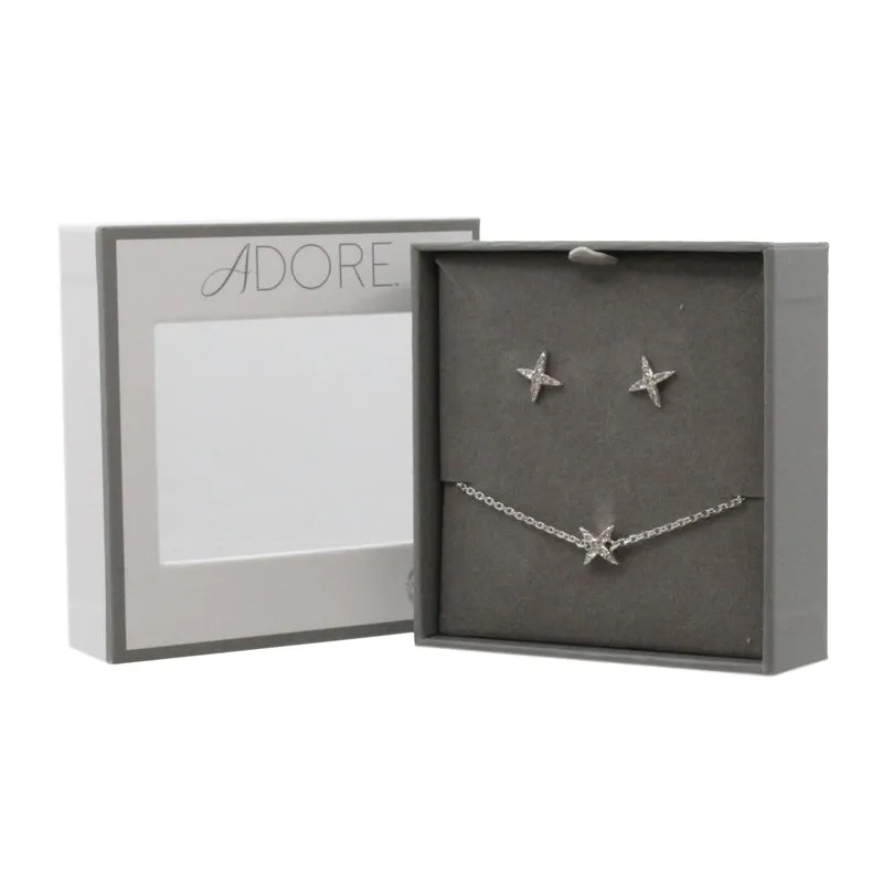 Adore Elegance Swarovski 4 Point Star Bracelet & Earring Set