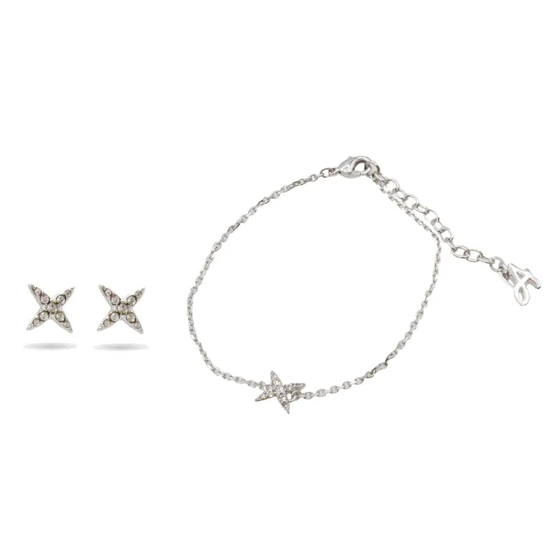 Adore Elegance Swarovski 4 Point Star Bracelet & Earring Set