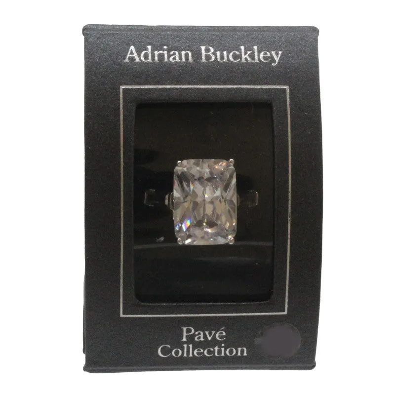 Adrian Buckley Pave Collection Silver Square Crystal Ring CZR350S (S)