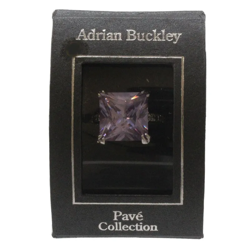 Adrian Buckley Silver Ring Pave Collection Square Ladies Jewellery Medium Size