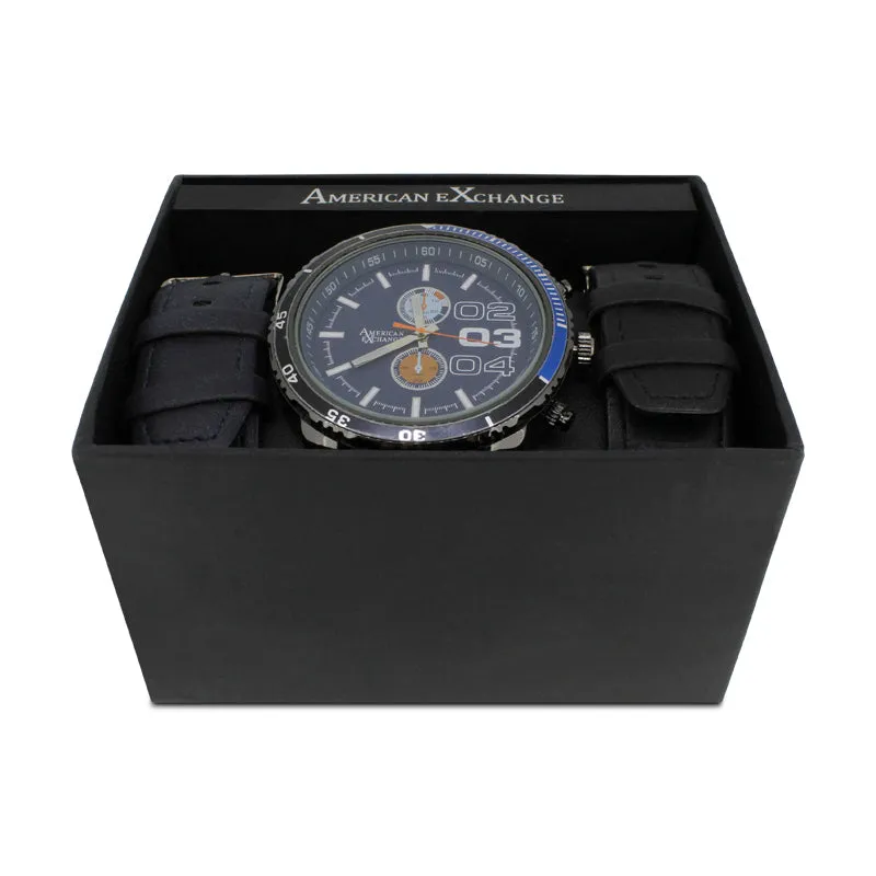 American Exchange Leather Watch 5336  Interchangeable Straps (Blemished Box)