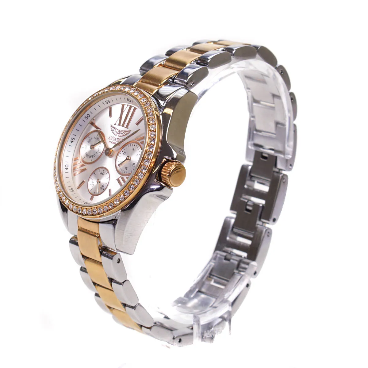 Aviator Ladies Watch Rose Gold & Steel 3 Straps (Blemished Box)