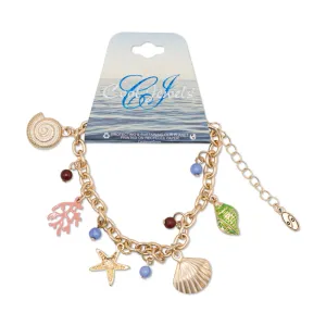 Beach Shell Charm Gold Bracelet By Cool Jewels - Job Lot (23 Bracelets)