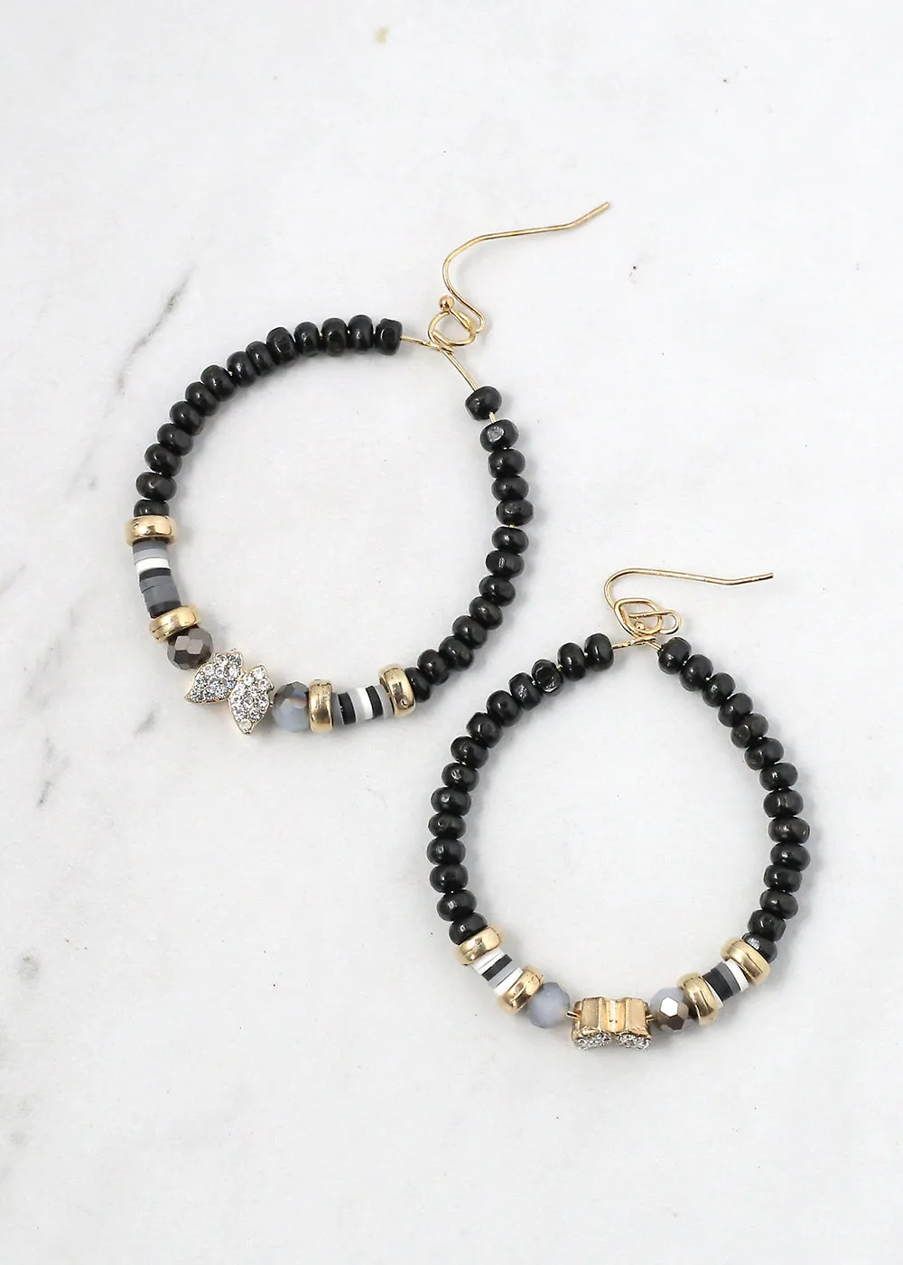 Beaded Hoops with Butterfly