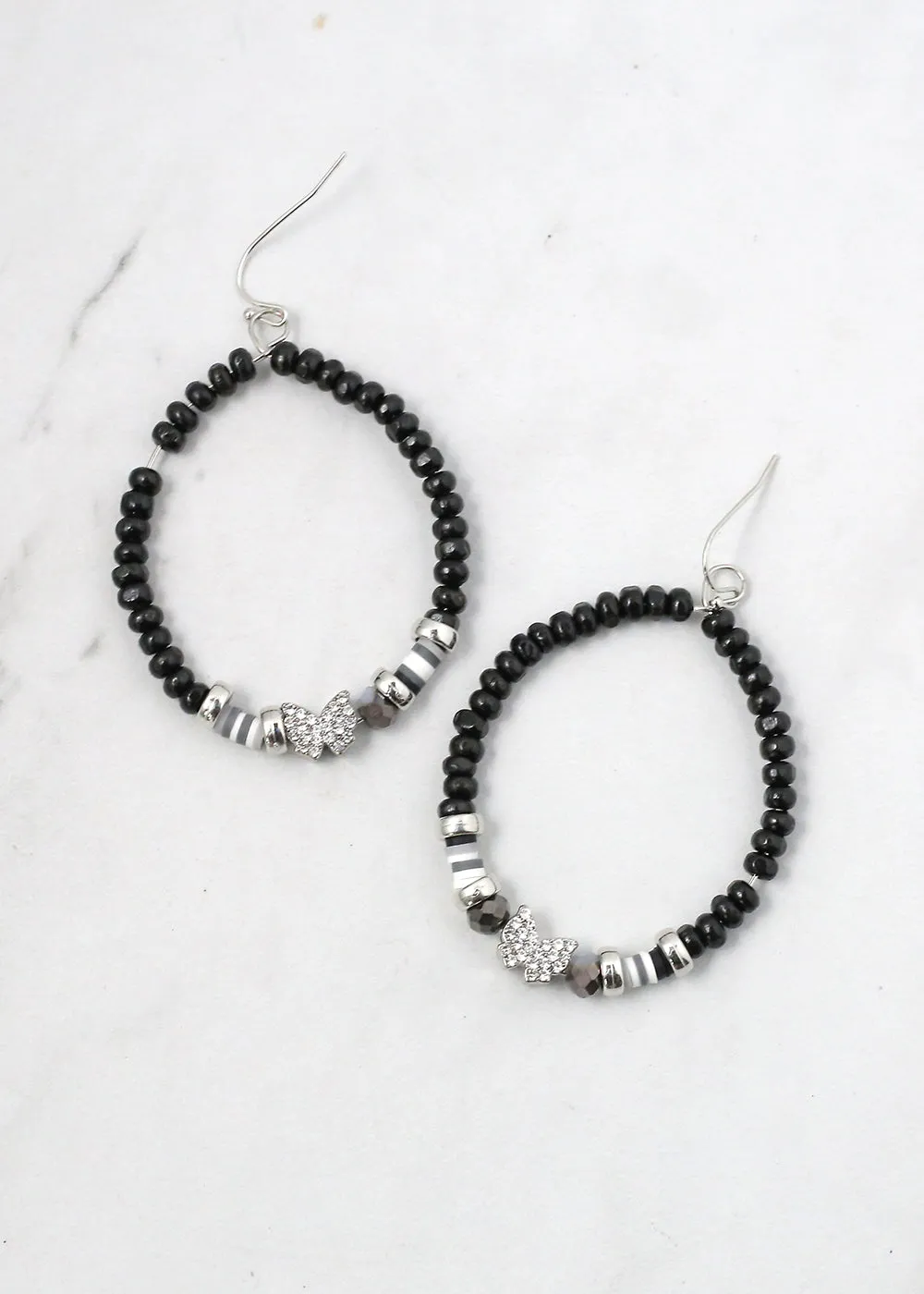 Beaded Hoops with Butterfly
