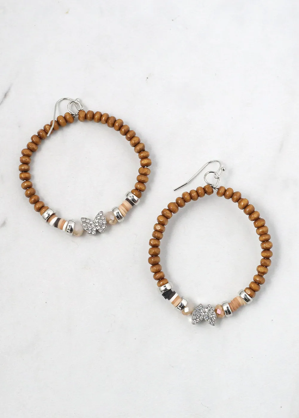 Beaded Hoops with Butterfly