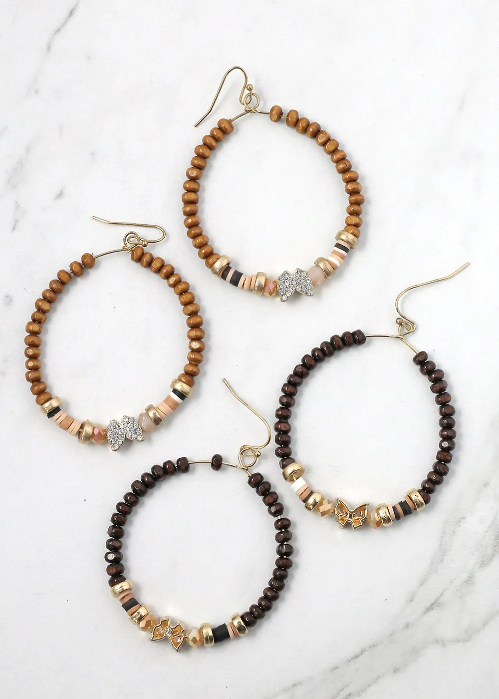 Beaded Hoops with Butterfly