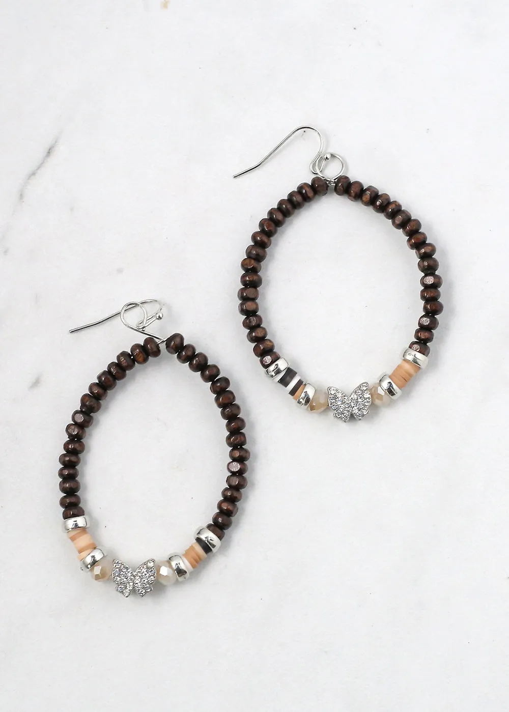 Beaded Hoops with Butterfly
