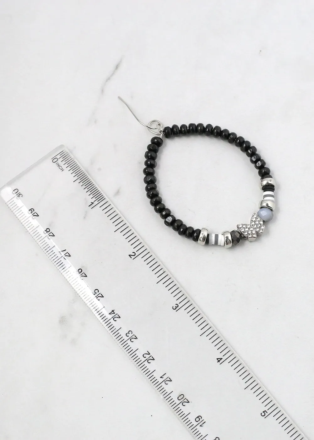 Beaded Hoops with Butterfly