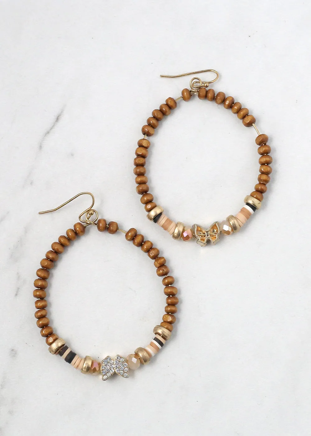 Beaded Hoops with Butterfly