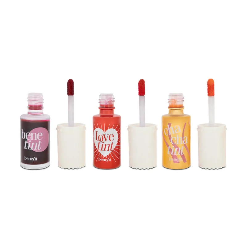 Benefit Lip & Cheek Stain Makeup Set - 3 Full Size 6ml (Blemished Box)