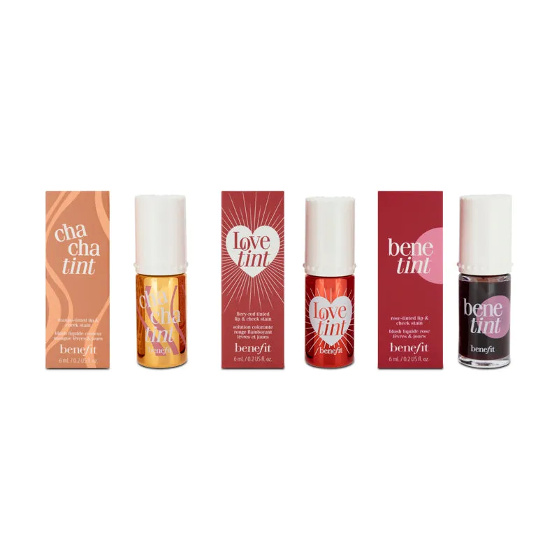 Benefit Lip & Cheek Stain Makeup Set - 3 Full-Size 6ml (Blemished Box)