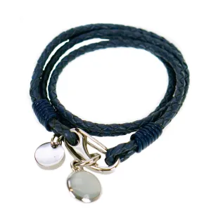Blue bracelet braided wrap around with charm by Keeeart