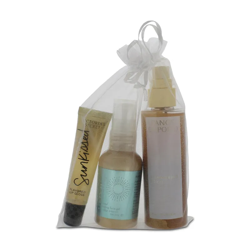 Body Oil & Lip Gloss & Highlighter Summer Gift Set For Her