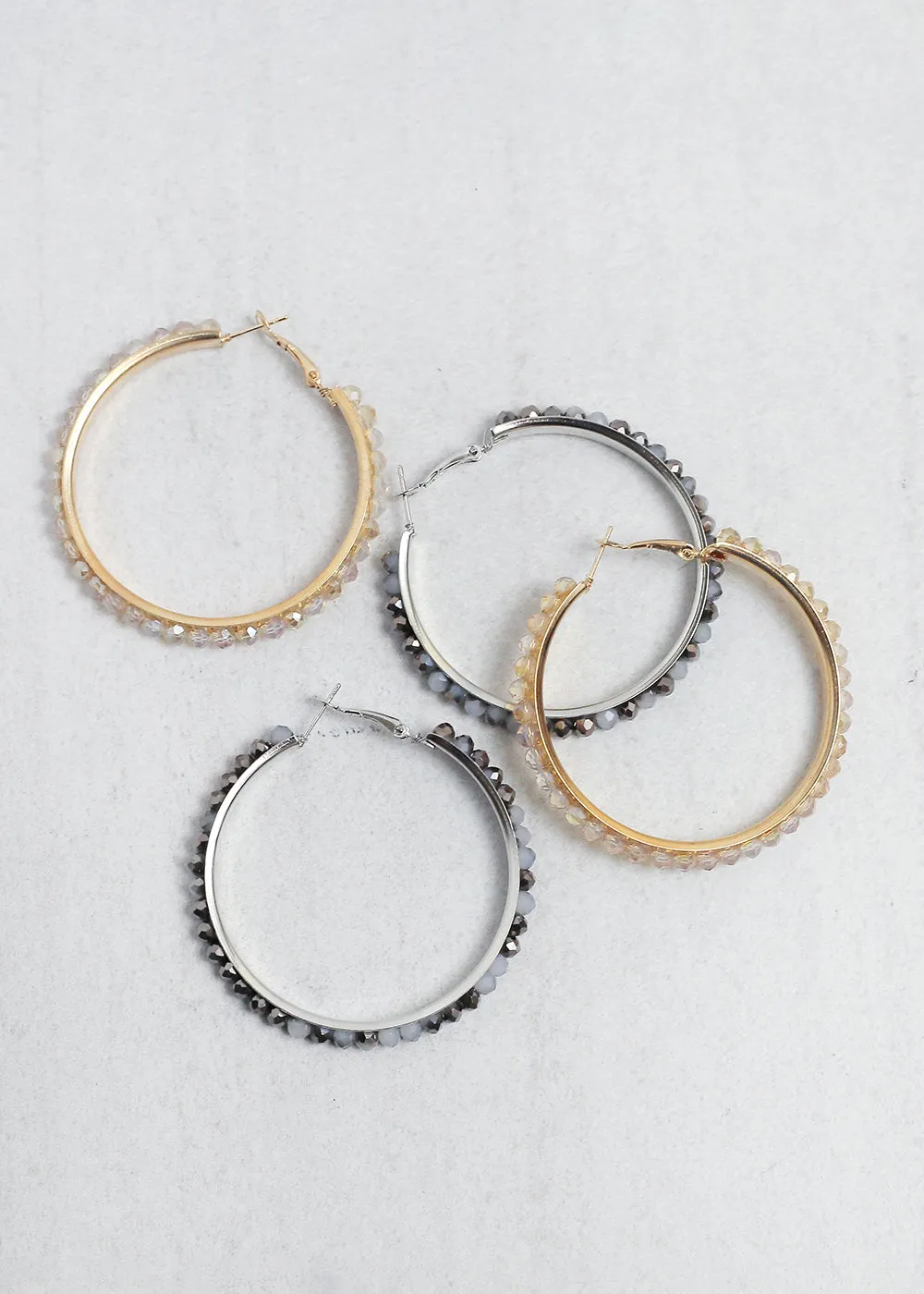 Boho Crystal Bead Hoops