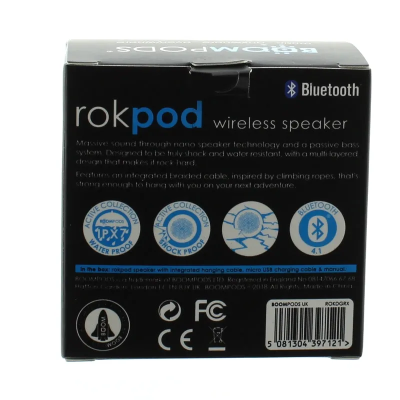 Boompods Rokpod Wireless Bluetooth Speaker Grey