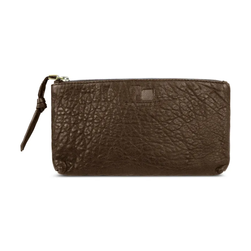 Brown Leather Purse Zipped Clutch Puntotres 11940