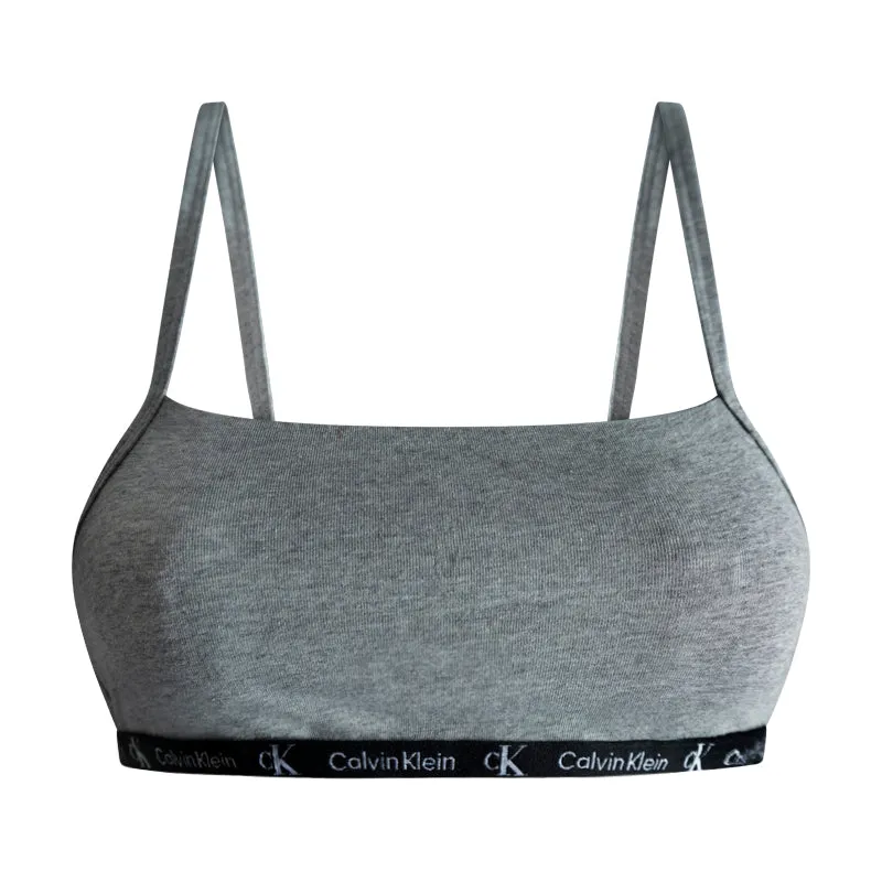 Calvin Klein 1996 Unlined Bralette Cotton Stretch Black/Grey Heather Womens