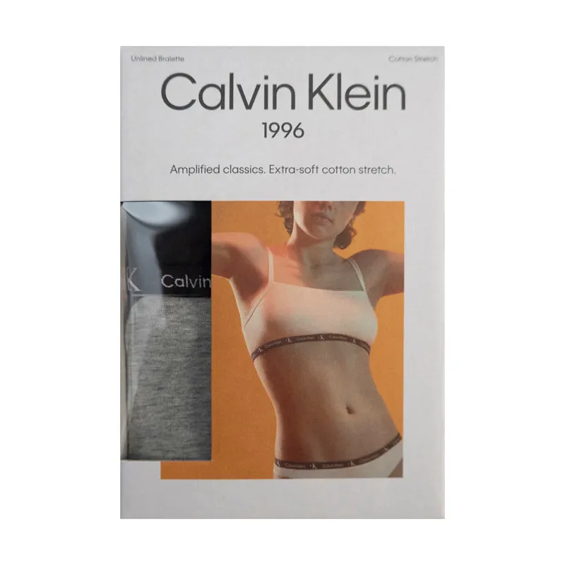 Calvin Klein 1996 Unlined Bralette Cotton Stretch Black/Grey Heather Womens