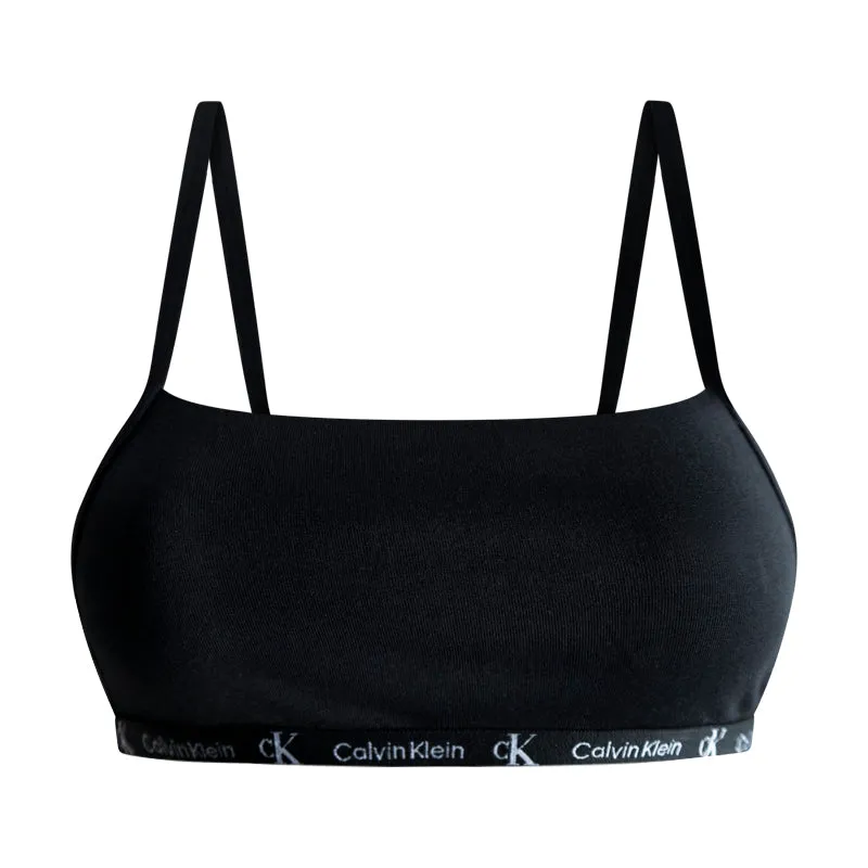 Calvin Klein 1996 Unlined Bralette Cotton Stretch Black/Grey Heather Womens