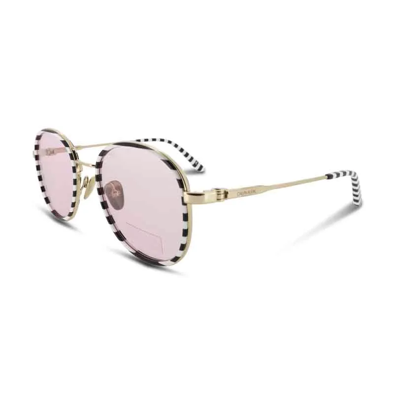 Calvin Klein Black & White Stripey Sunglasses CK18101S 199 52 (No Case)