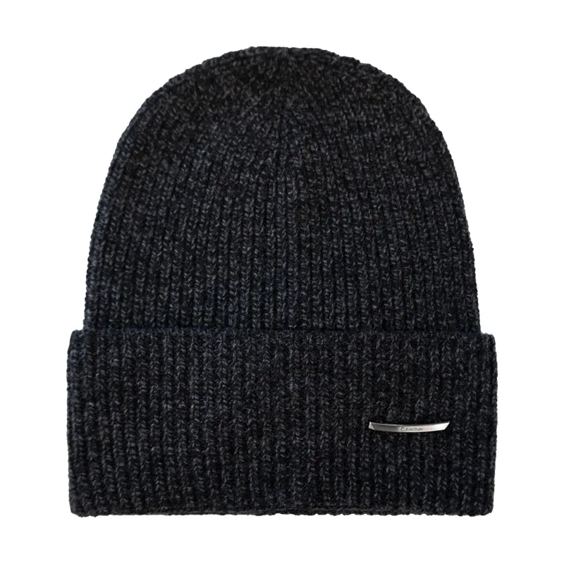 Calvin Klein Pyramid Plaque Beanie Hat Black - One Size Unisex