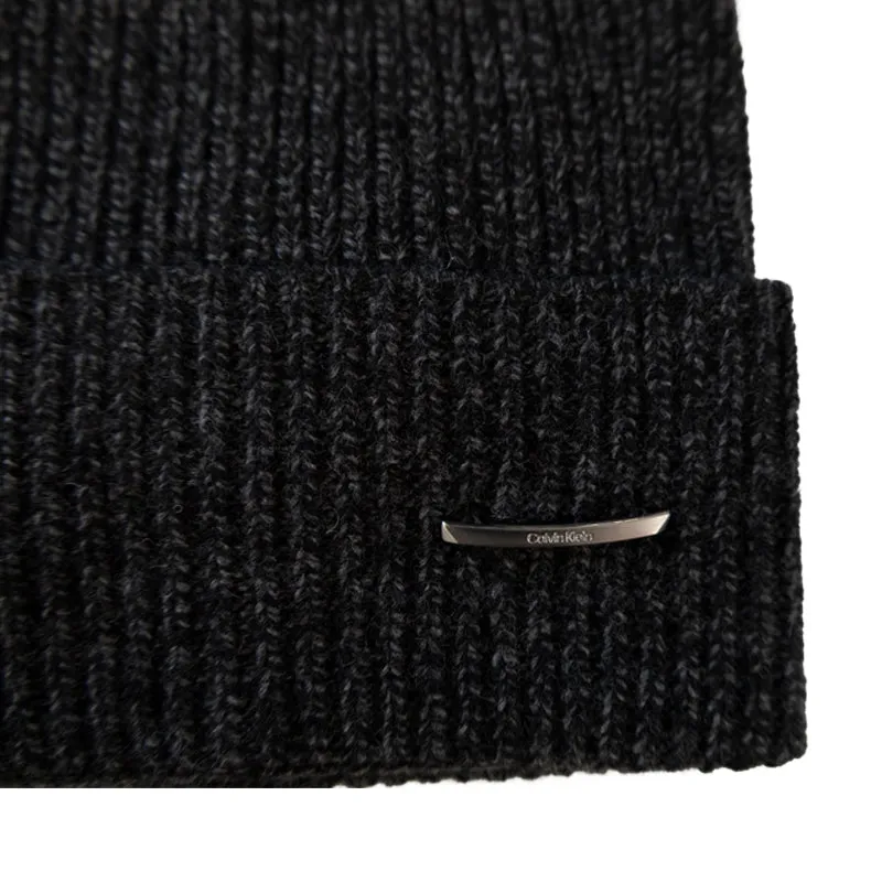 Calvin Klein Pyramid Plaque Beanie Hat Black - One Size Unisex