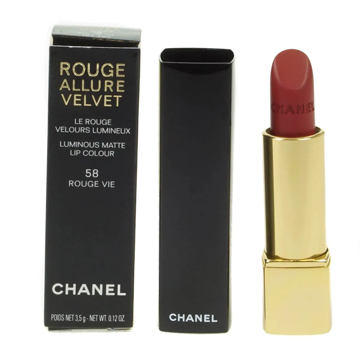 Chanel Rouge Allure Velvet Matte Lipstick 58 Rouge Vie Red