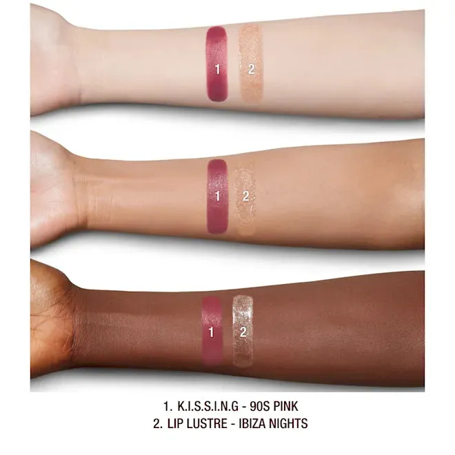 CHARLOTTE TILBURY 90'S PINK ROSE GLOSS AND ROSE LIPSTICK DUOR (90s pink / ibiza nights)