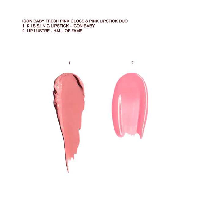 CHARLOTTE TILBURY ICON BABY FRESH PINK GLOSS AND PINK LIPSTICK DUO (ICON BABY/HALL OF FAME)