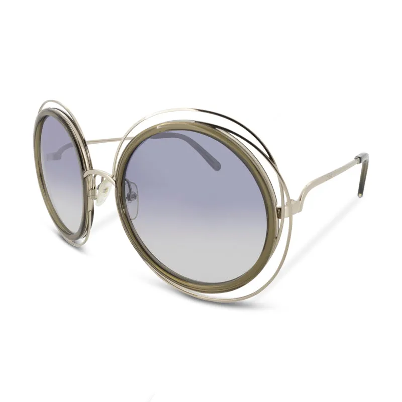 Chloe Gold Blue Lens Round Sunglasses CE120S 750 (No Case)