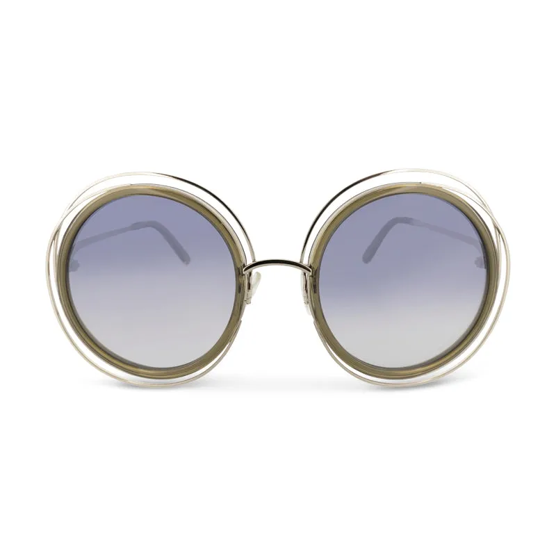 Chloe Gold Blue Lens Round Sunglasses CE120S 750 (No Case)