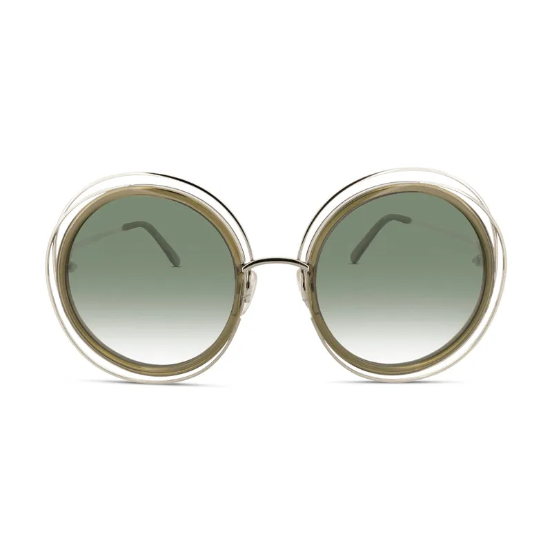 Chloe Gold Green Lens Round Sunglasses CE120S 750 (No Case)