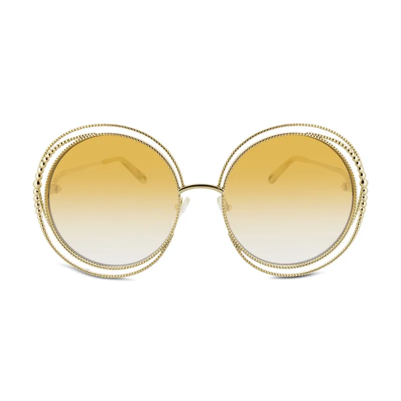 Chloe Gold Metal Frame Round Sunglasses CE114SC 837 (No Case)