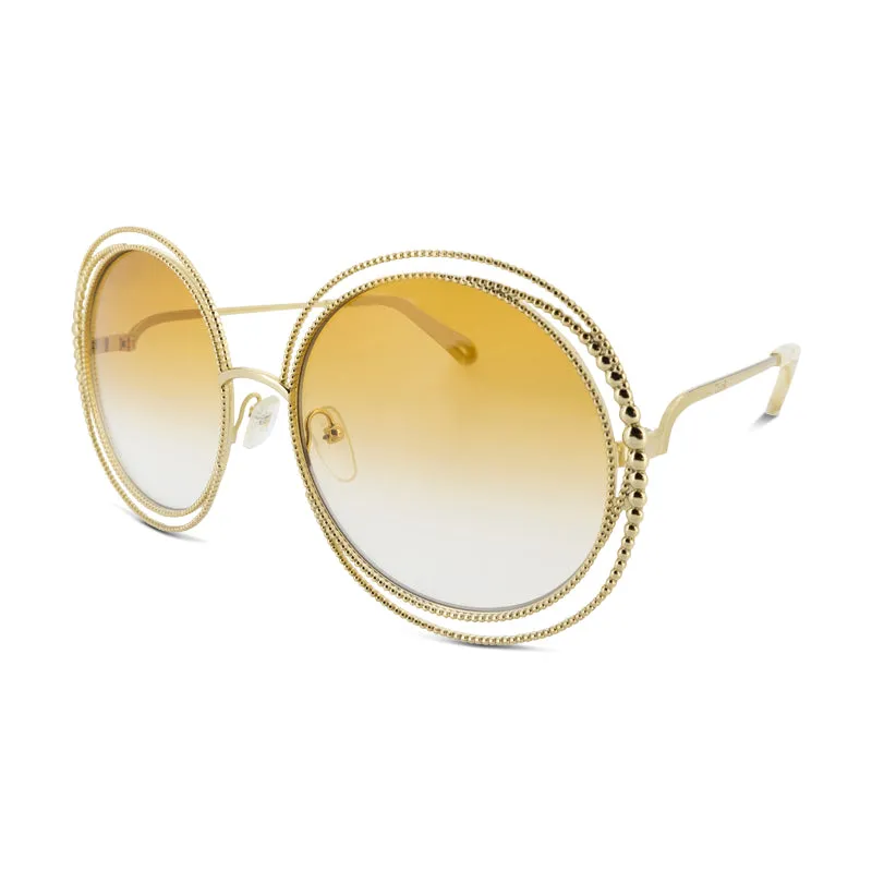 Chloe Gold Metal Frame Round Sunglasses CE114SC 837 (No Case)