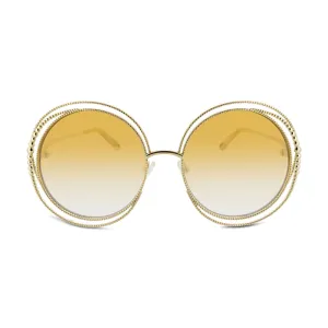 Chloe Gold Metal Frame Round Sunglasses CE114SC 837 (No Case)