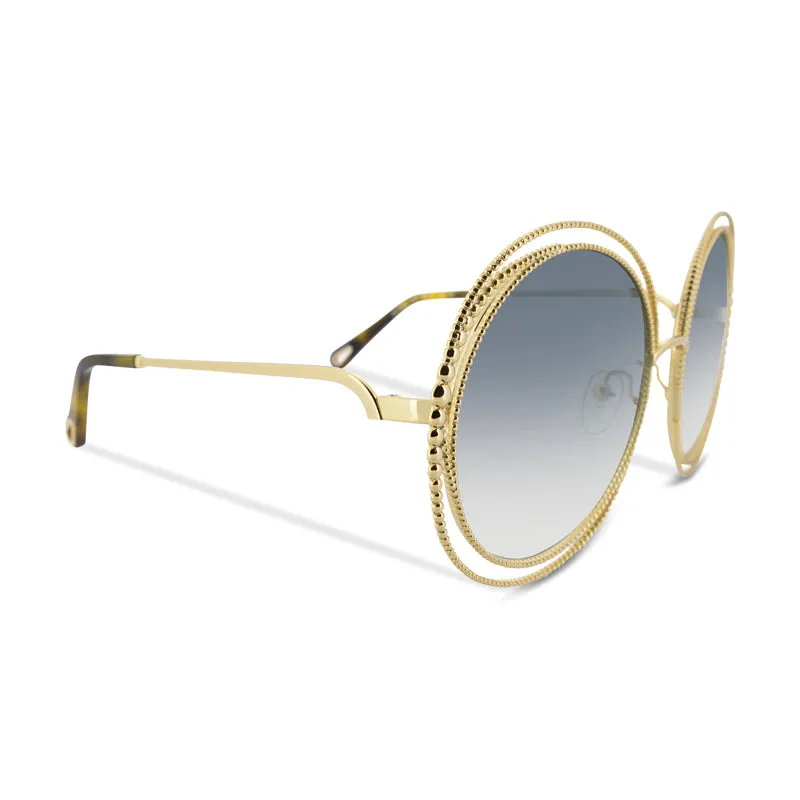 Chloe Gold Metal Frame Round Sunglasses CE114SC 838 (No Case)