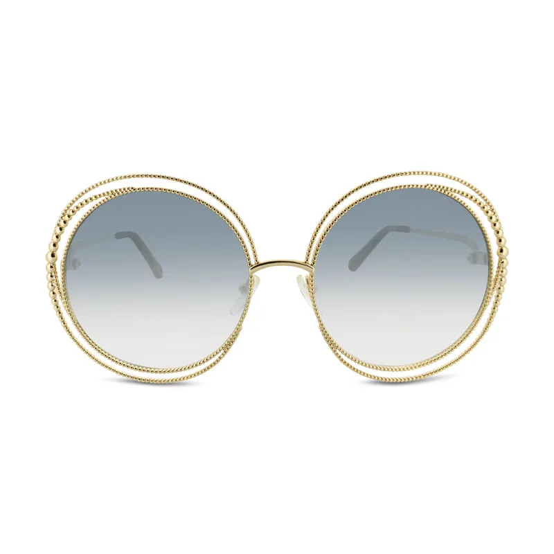 Chloe Gold Metal Frame Round Sunglasses CE114SC 838 (No Case)