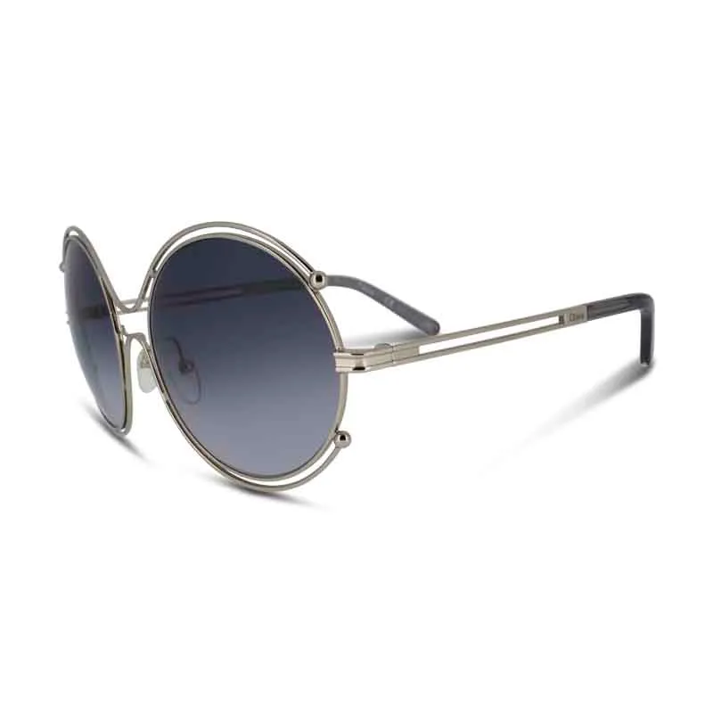 Chloe Gold Round Blue Lens Sunglasses CE122S 744 (No Case)