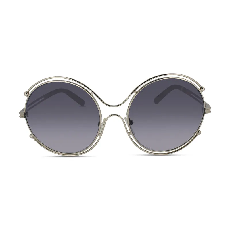 Chloe Gold Round Blue Lens Sunglasses CE122S 744 (No Case)