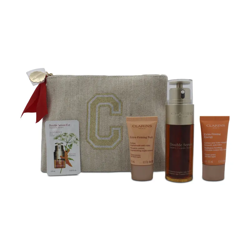 Clarins Double Serum 50ml & Extra-Firming Skincare Routine Set