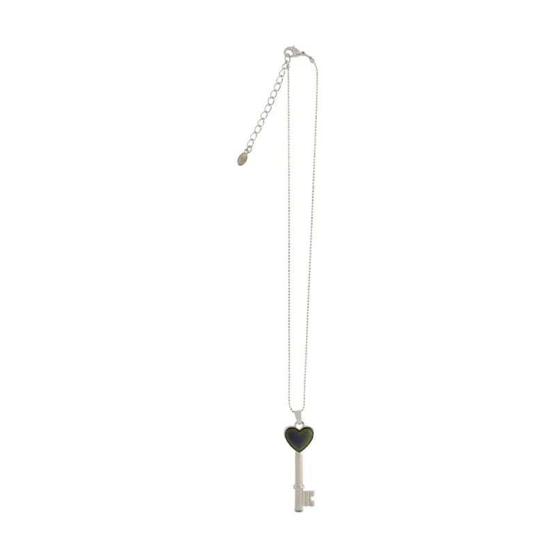 Colour Changing Mood Heart Key Silver Necklace By Cool Jewels