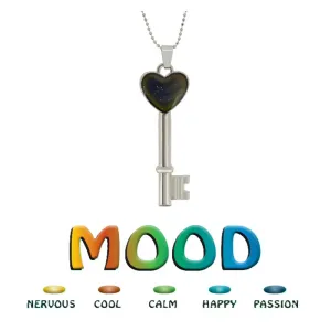 Colour Changing Mood Heart Key Silver Necklace By Cool Jewels