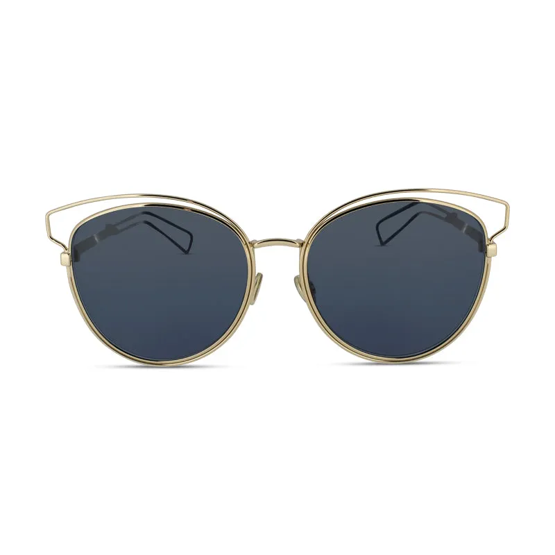 Dior Sideral 2 Gold Frame & Blue Lens Sunglasses J9KU (No Case)